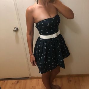 Abercrombie strapless anchor blue mini dress